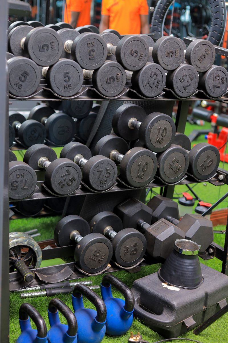 Free weights in the gym at Belle Vie Courts Hotel